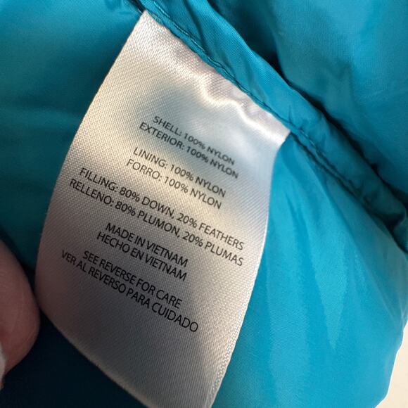 Eddie Bauer Teal Down Hooded Puffer Jacket Women’s Large 80/20 Packable Gorpcore - Picture 8 of 13